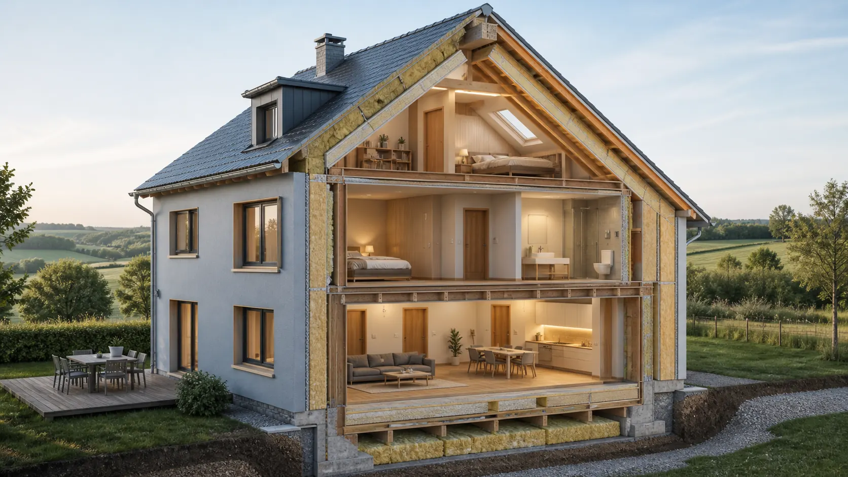 isolation maison Altkirch représentée par une coupe complète de la maison