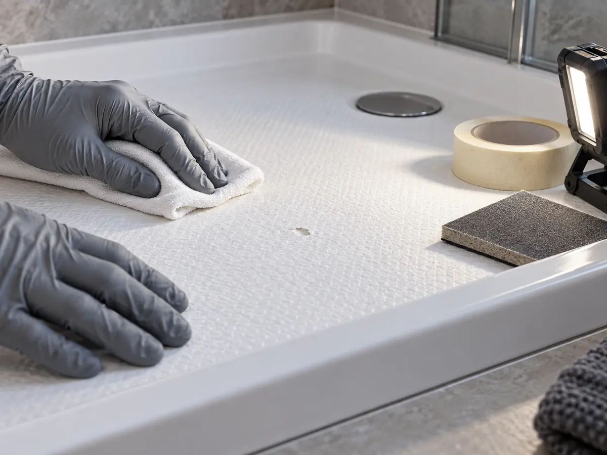 comment rénover un receveur de douche en résine - préparation contrôlée comment rénover un receveur de douche en résine pendant la préparation d’un petit éclat