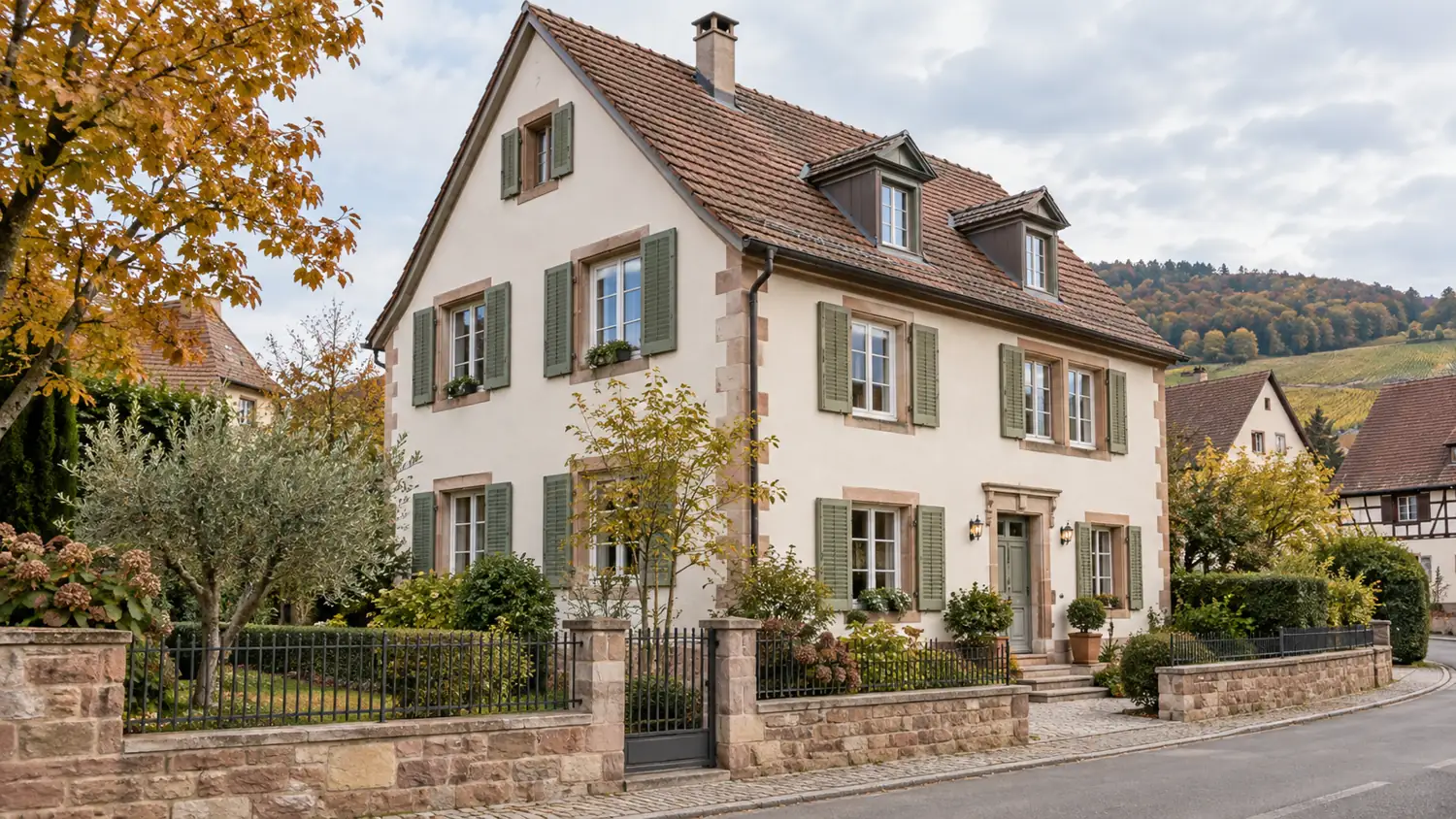 couleur façade maison Alsace sur une maison rénovée aux teintes minérales